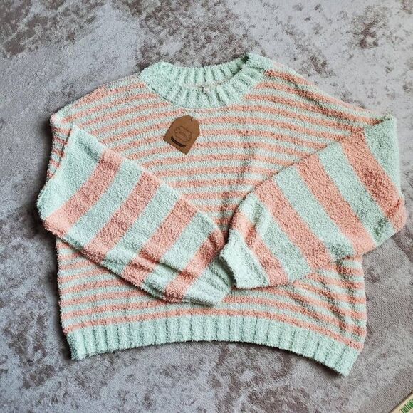 Kori America Fuzzy Fleece Striped Sweater NWT Oversized SZ L Womens - Picture 5 of 8